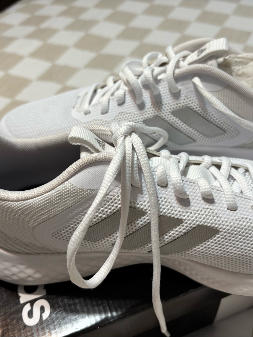 adidas White Women's Athletic Sneakers with Light Gray Stripes
